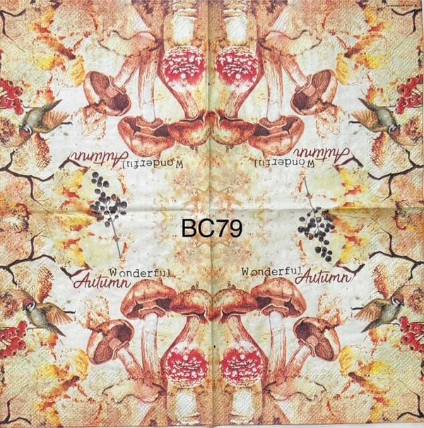 Fall (BC79) - Fall With Mushrooms and Birds