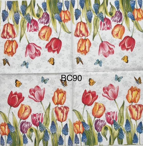 Flowers (BC90) - Tulips and Butterflies