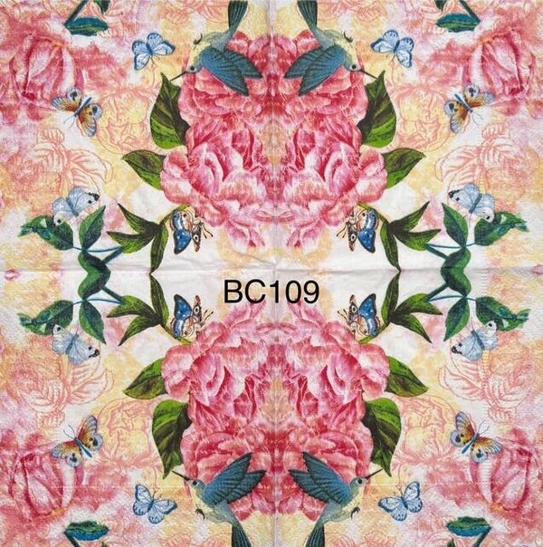 Flowers (BC109) - Pink Flowers with Butterflies