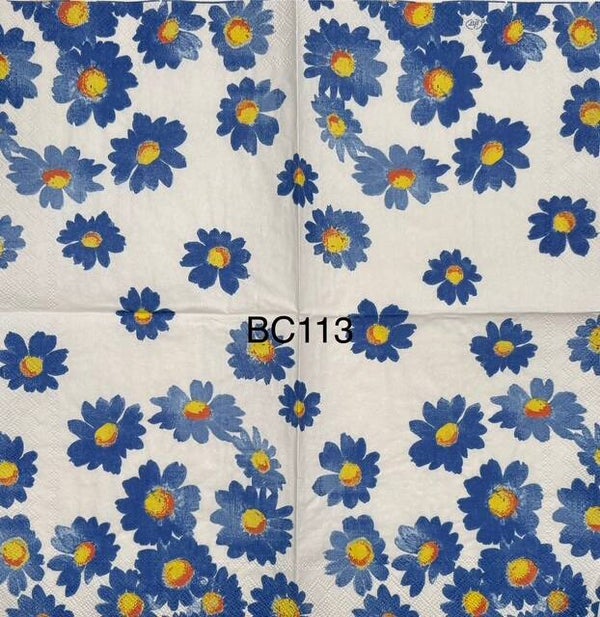 Flowers (BC113) - Blue Flowers with Yellow Middles