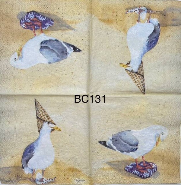 Beach (BC131) - Seagul Wearing Sandals/Ice Cream Cone on Head