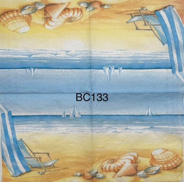 Beach (BC133) - Shells, Beach Chair, Sailboats