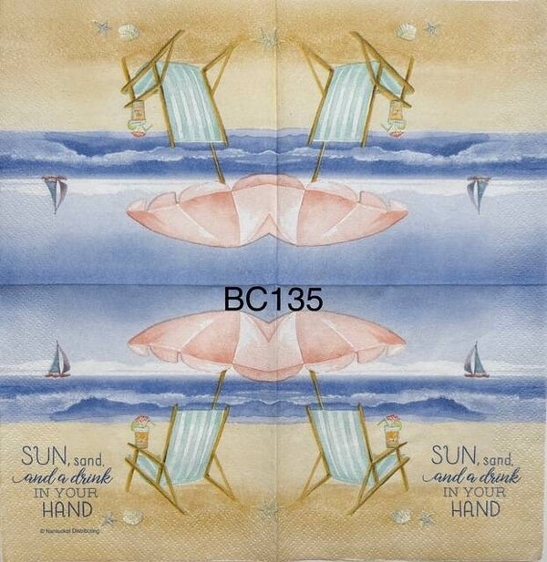 Beach (BC135) - Sun, Sand, and a Drink in your Hand (Beach Chair, Umbrella, Drink)