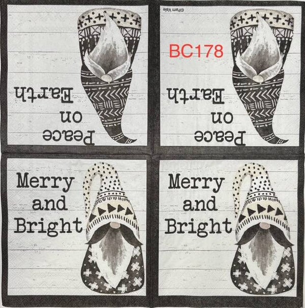 Gnomes (BC178) - Black and White Gnome "Peace on Earth"