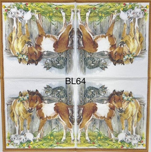 Horses (BL64) - Two Horses by Fence