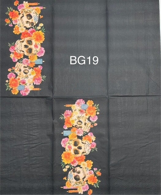 Halloween (BG19) - Three Skeletons with Flowers