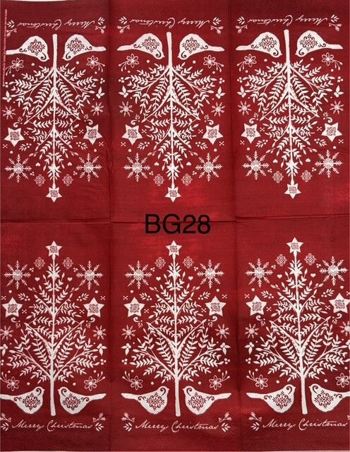 Christmas (BG28) - Red and White Christmas Tree with Two Doves