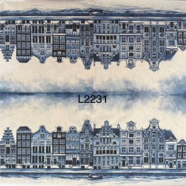 Scene (L2231) - Blue and White City on the Water