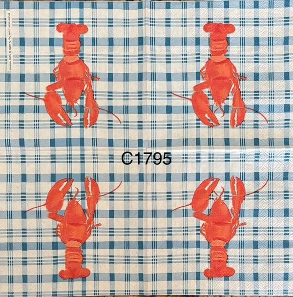 Beach (C1795) - Lobster with Blue and White Check