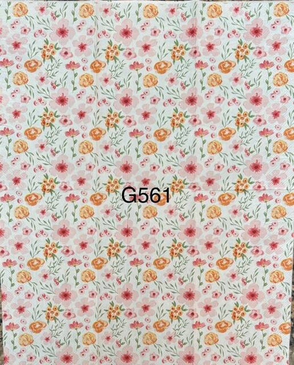 Flowers (G561) - Mini Flowers Wallpaper in Pinks and Oranges