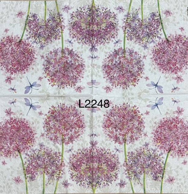 Flowers (L2248) - Purple Dandelions with Dragonflies