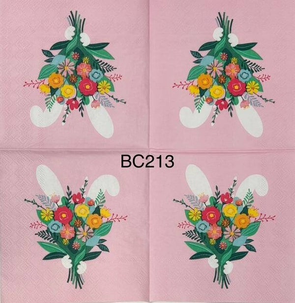 Easter (BC213) - Bunny Hiding Behind Flower Bouquet