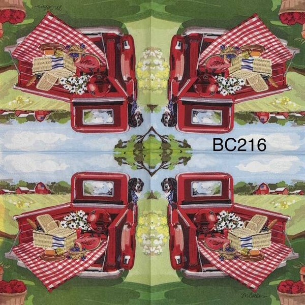 4th of July (BC216) - Red Truck with Picinic Basket in Trunk