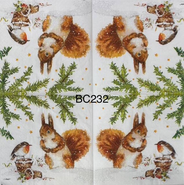 Winter (BC232) - Squirrel and Bird in the Snow