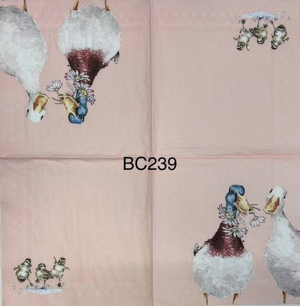 Birds (BC239) - Two Ducks, One Holding Flowers