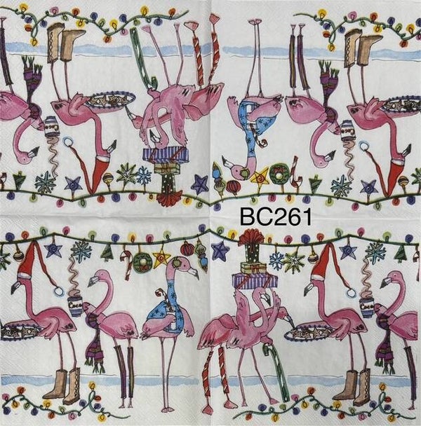 Flamingos (BC261) - Flamingos at a Christmas Party