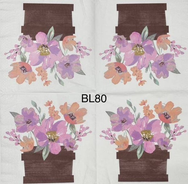 Flowers (BL80) - Pot of Pink and Orange Flowers