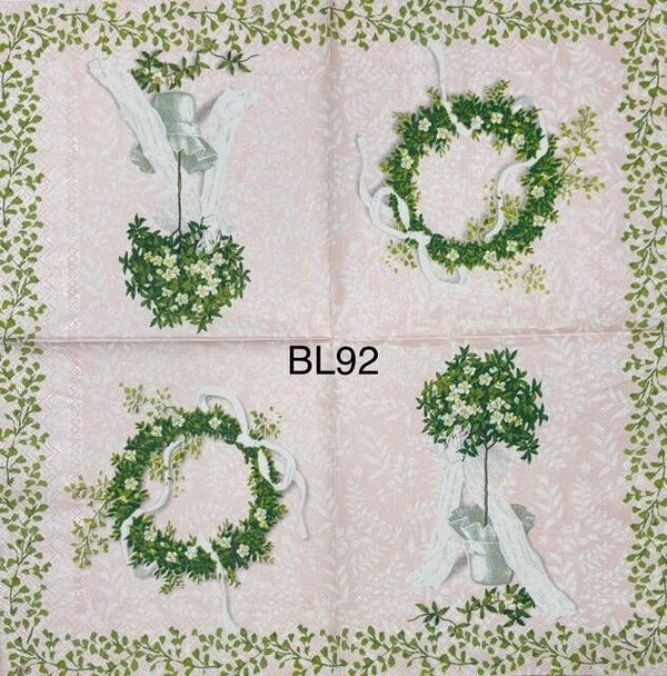 Flowers (BL92) - White Gardenia Pot  and Wreath with White Ribbons