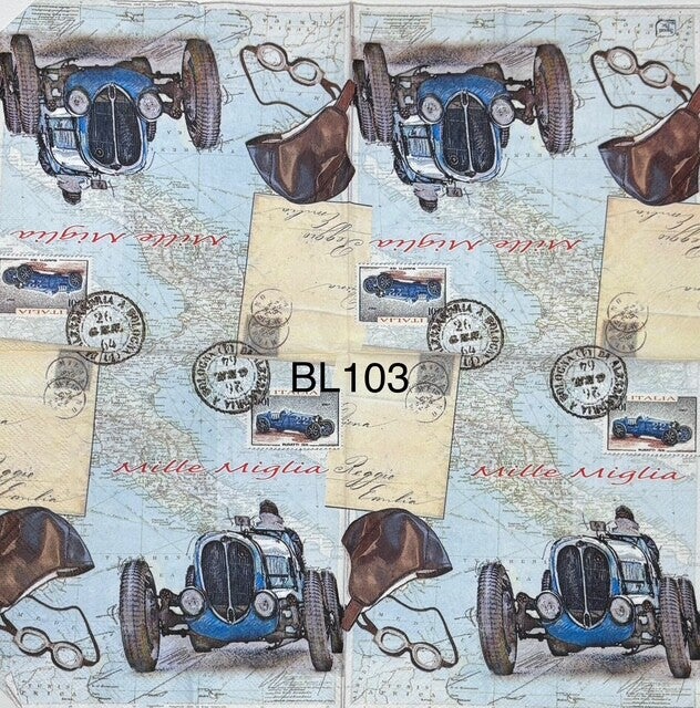Vehicles (BL103) - Blue Race Car Vintage