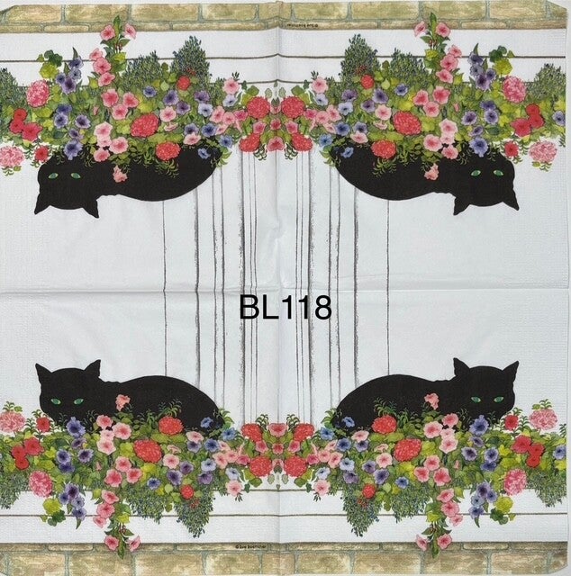 Cats (BL118) - Black Cat on Window Sill