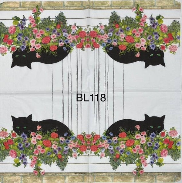 Cats (BL118) - Black Cat on Window Sill