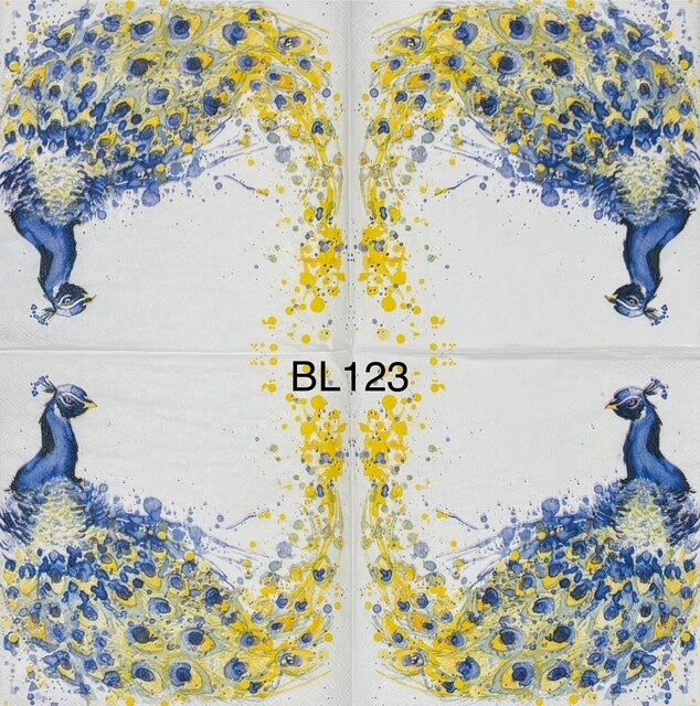Birds (BL123) - Blue Peacock with Yellow