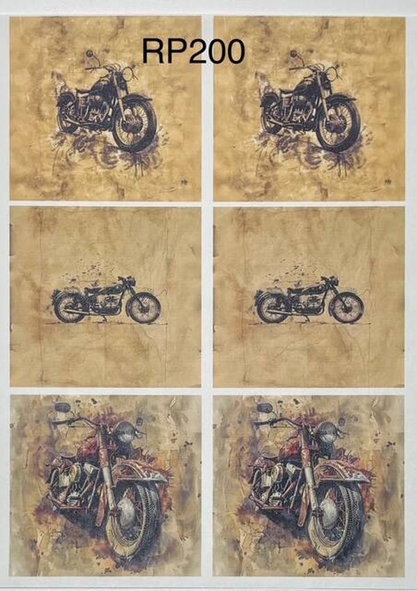 Vehicles (RP200) - Vintage Motorcycle Collage