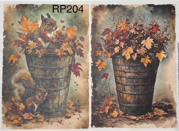 Fall (RP204) - Autumn Buckets, One with Squirrels