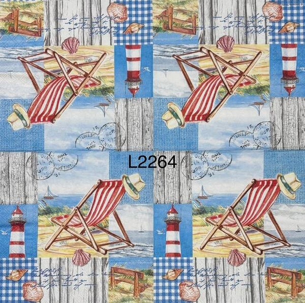Beach (L2264) - Beach Chair Surrounded by Beach Collage