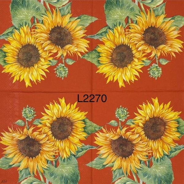 Sunflowers (L2270) - Sunflowers with Rust Colored Background