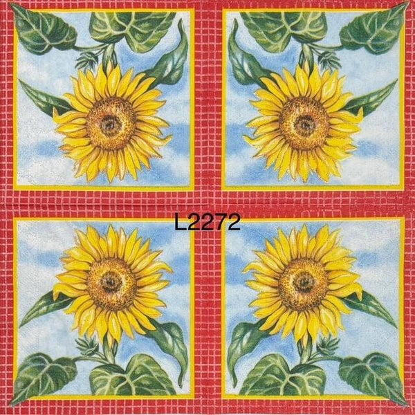 Sunflowers (L2272) - Sunflower with Red Check Border