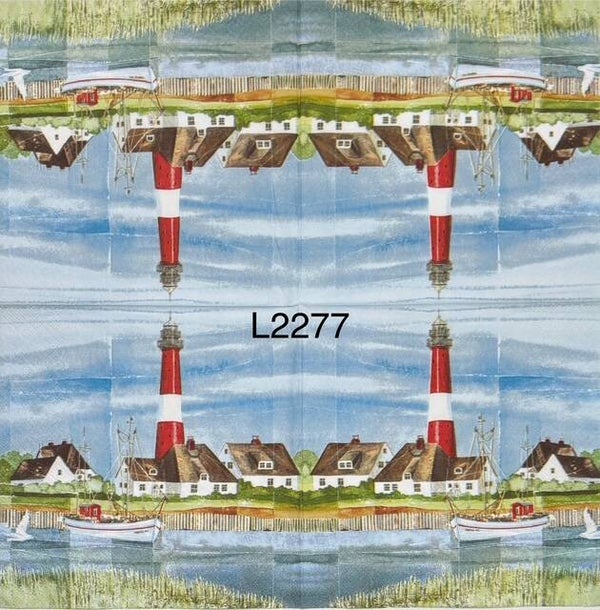 Beach (L2277) - Lighthouse and Houses on Water