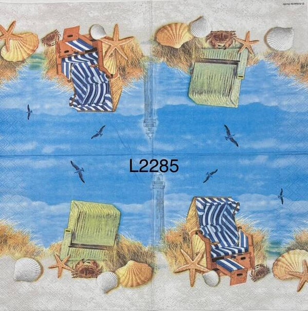 Beach (L2285) - Beach Chairs with Shells Surrounding Front