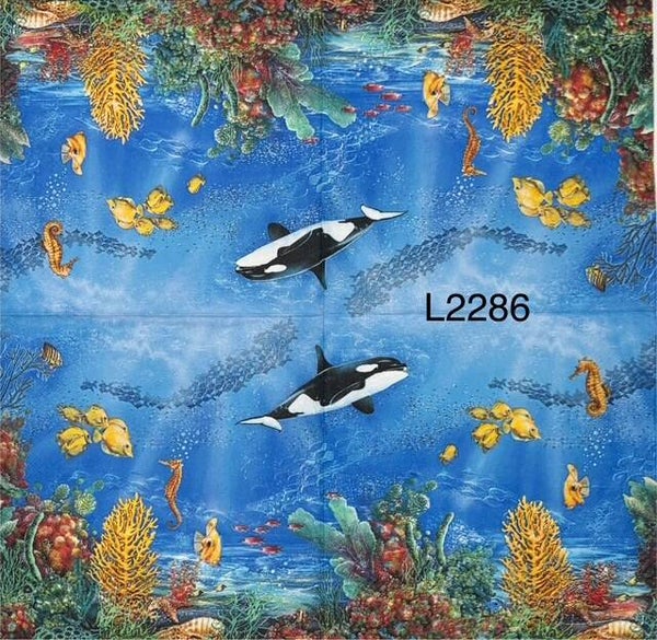 Beach (L2286) - Underwater Sea Life (Whale, Fish, Shells, Coral)