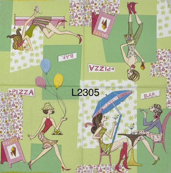 People (L2305) - Lady Sitting at Bar; Lady SItting Under Umbrella with Drink; etc.