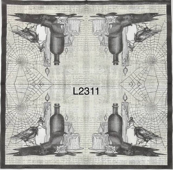 Halloween (L2311) - Black Crow, Bottles, Spider Web and Candles