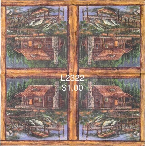 Scene (L2322) - Log Cabin on the Lake
