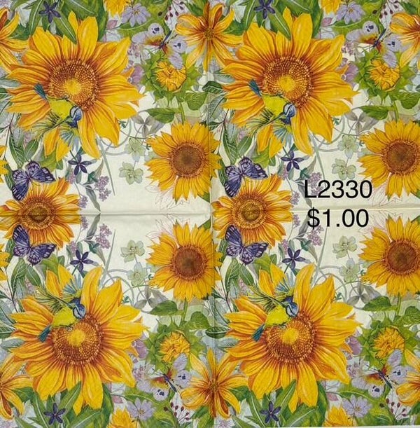 Sunflowers (L2330) - Sunflowers with Butterflies and Hummingbirds