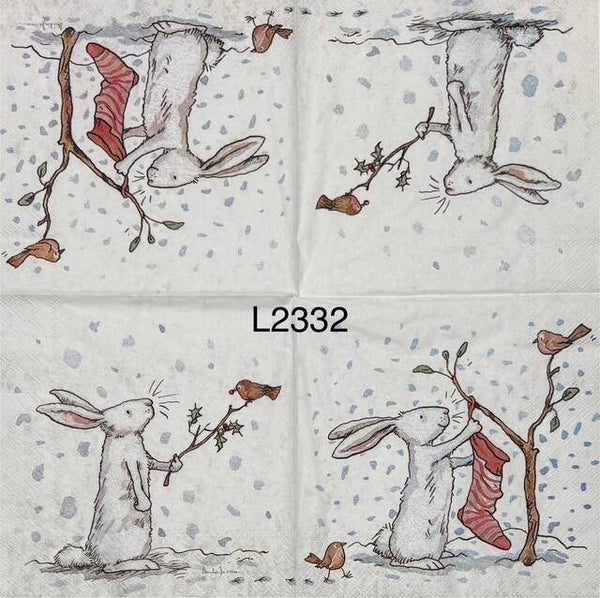 Winter (L2332) - Charming Snow Bunny Hanging Up Stocking