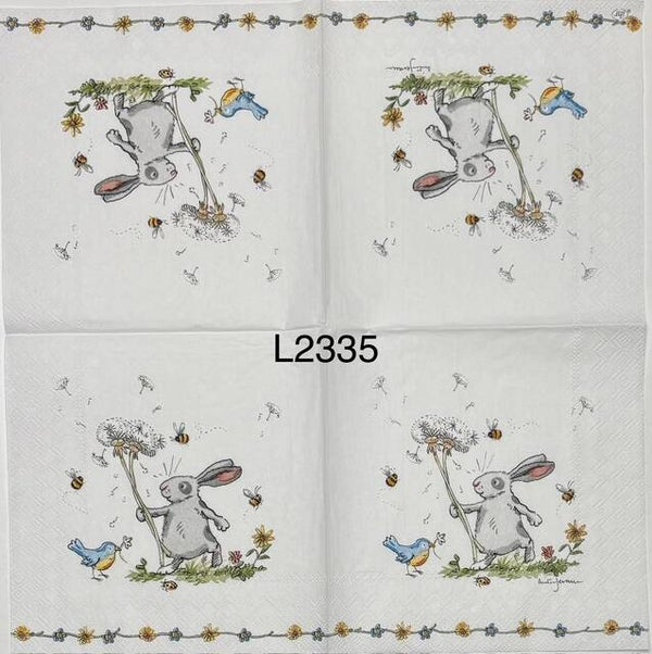 Animals (L2335) - Summer Presents (Bunny Holding Dandelion with a Bird)