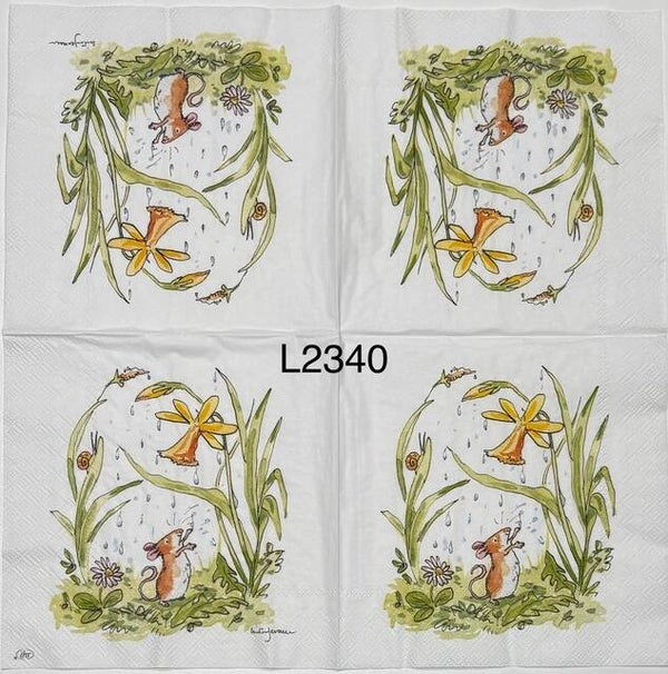 Animals (L2340) - April Shower (Mouse Standing Under Flower)
