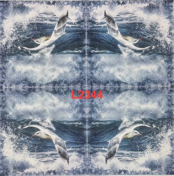Beach (L2344) - Seaguls in the Stormy Sea