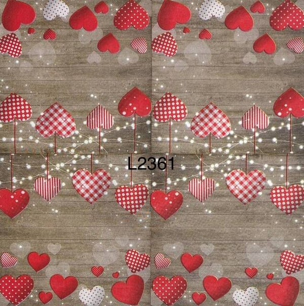 Valentines (L2361) - Hearts on Wood Background