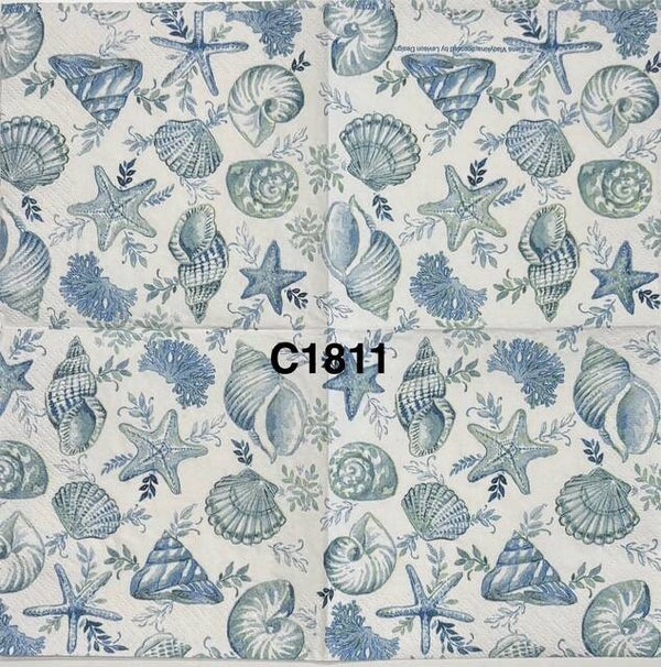 Beach (C1811) - Blue and White Shells