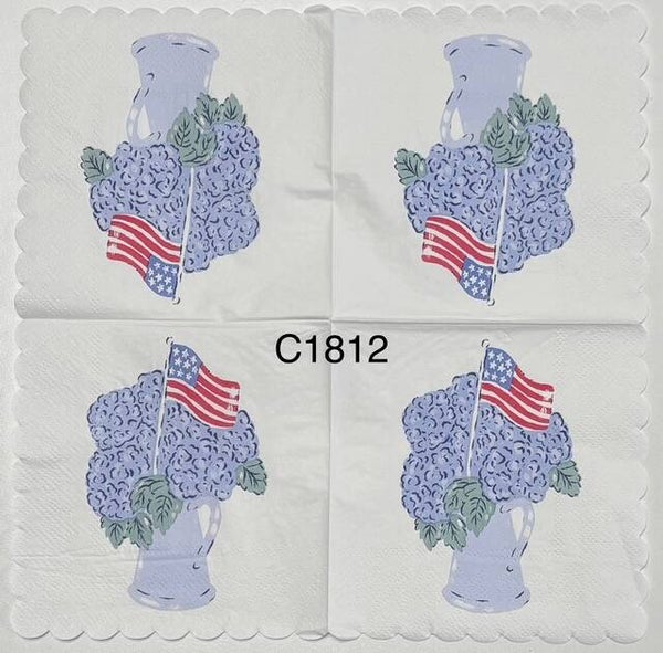 4th of July - (C1812) - Pitcher with Flowers and American Flag