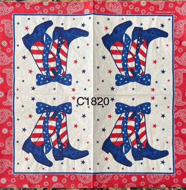 4th of July (C1820) - Red, White and Blue Cowboy Boots