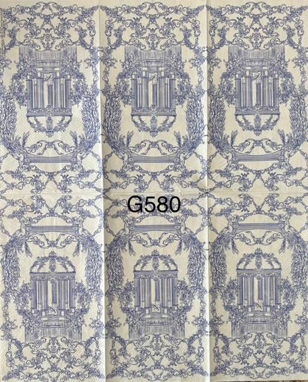 Flowers (G580) - Blue and White Bird Cage with Blue and White Flowers Surrounding