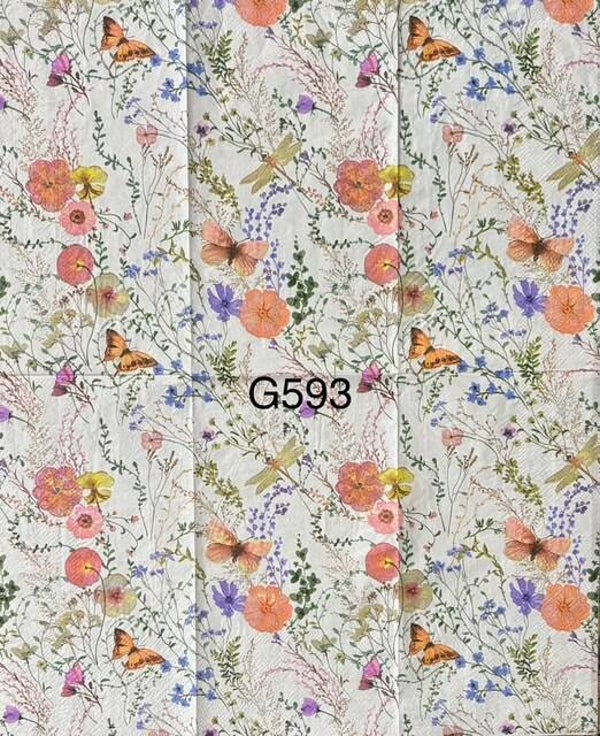 Flowers (G593) - Wild Flowers, Butterflies and Dragonfly