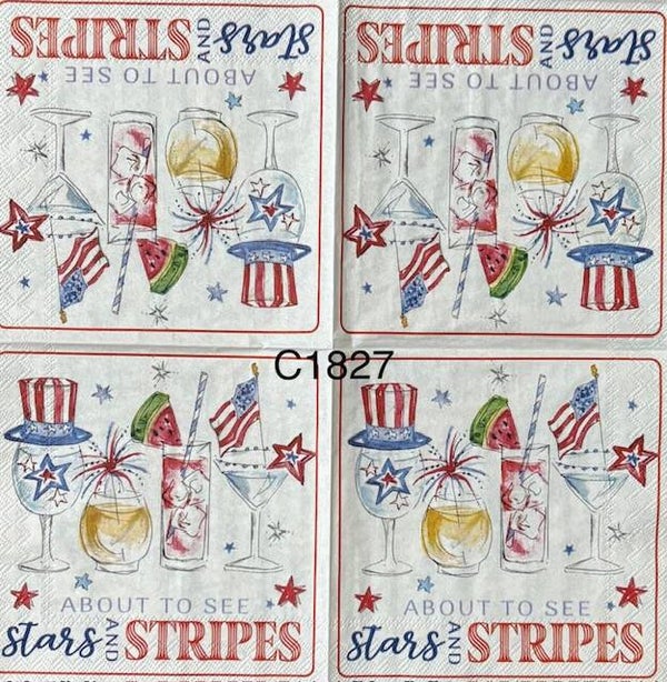 4th of July (C1827) - 4th of July Drinks "About to See Stars and Stripes)