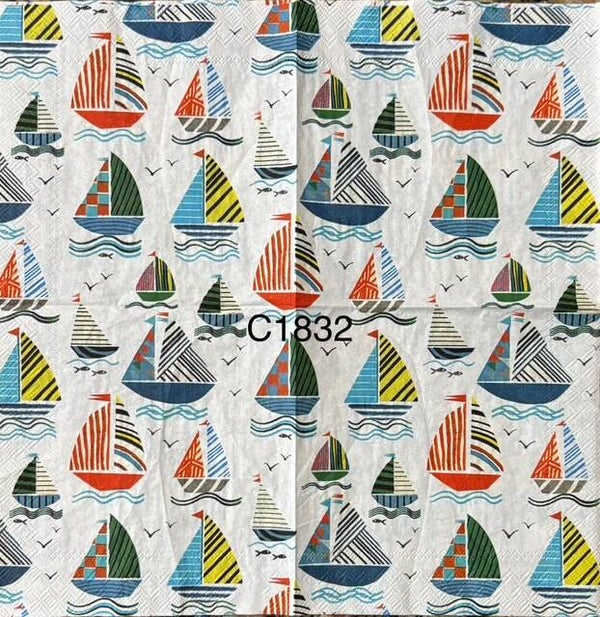 Beach (C1832) - Sailboats